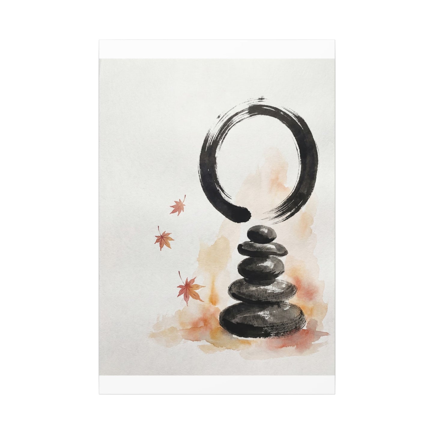 River Stones Canvas Art | Autumn Zen Enso Art