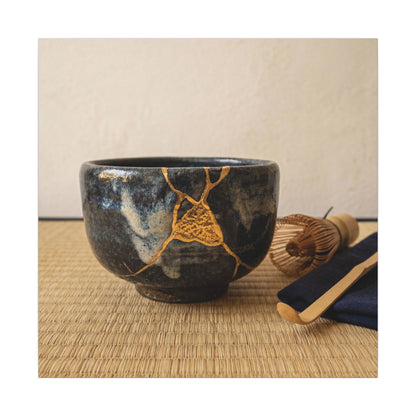 Kanso Tea Ceremony Canvas Art - Kintsugi Gold Vein