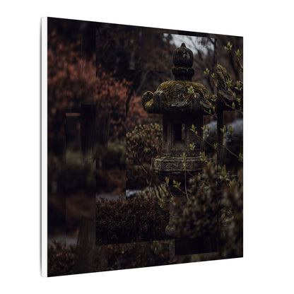 Stone Lantern Spring Canvas Art | Dark Japandi Bold Design