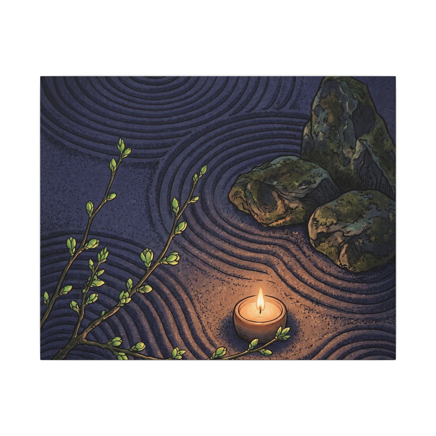 Mono No Aware Rock Garden Canvas Art - Zen Ukiyo E Inspired