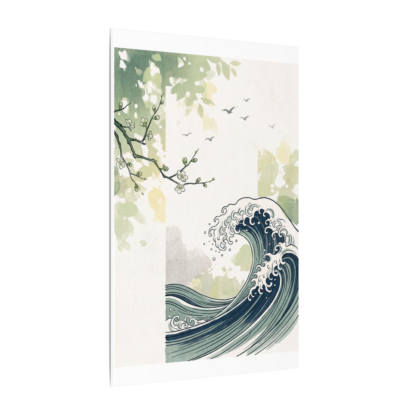 Spring Ocean Wave Ukiyo E Inspired Canvas Art | Serene Decor