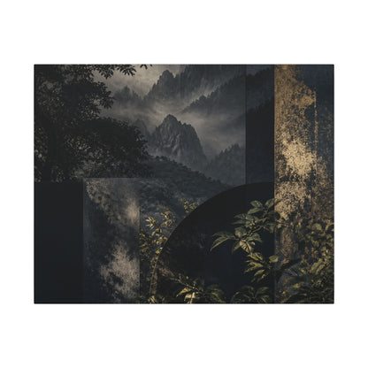 Mountain Mist Summer Canvas Art | Dark Japandi Atmospheric Design