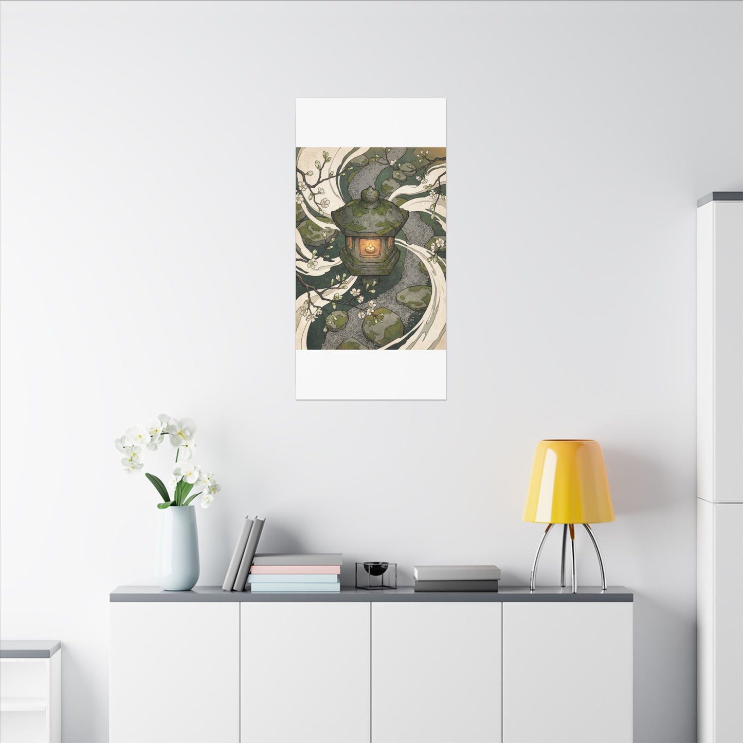 Zen Stone Lantern in Candlelight | Ukiyo E Inspired Canvas Art
