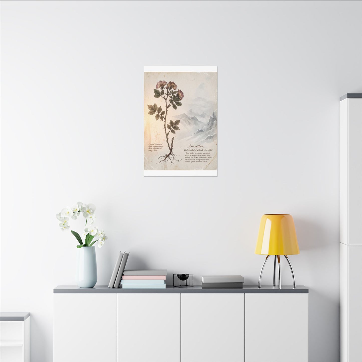 Winter Mountain Mist Herbarium Canvas Art | Earthy Decor