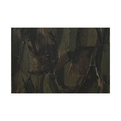 Mixed Media Dark Japandi Textured Canvas Art | Mixed Media Dark Texture Art Print