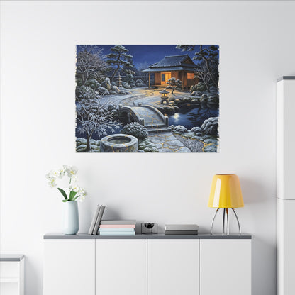Moonlit Garden Winter Canvas Art | Kintsugi Artful Design