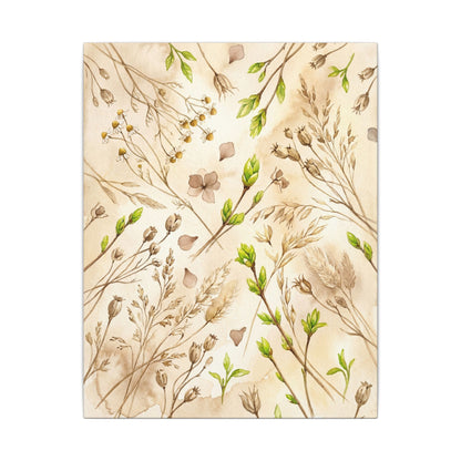 Spring Dried Flowers Watercolor Canvas Art | Earthy Decor