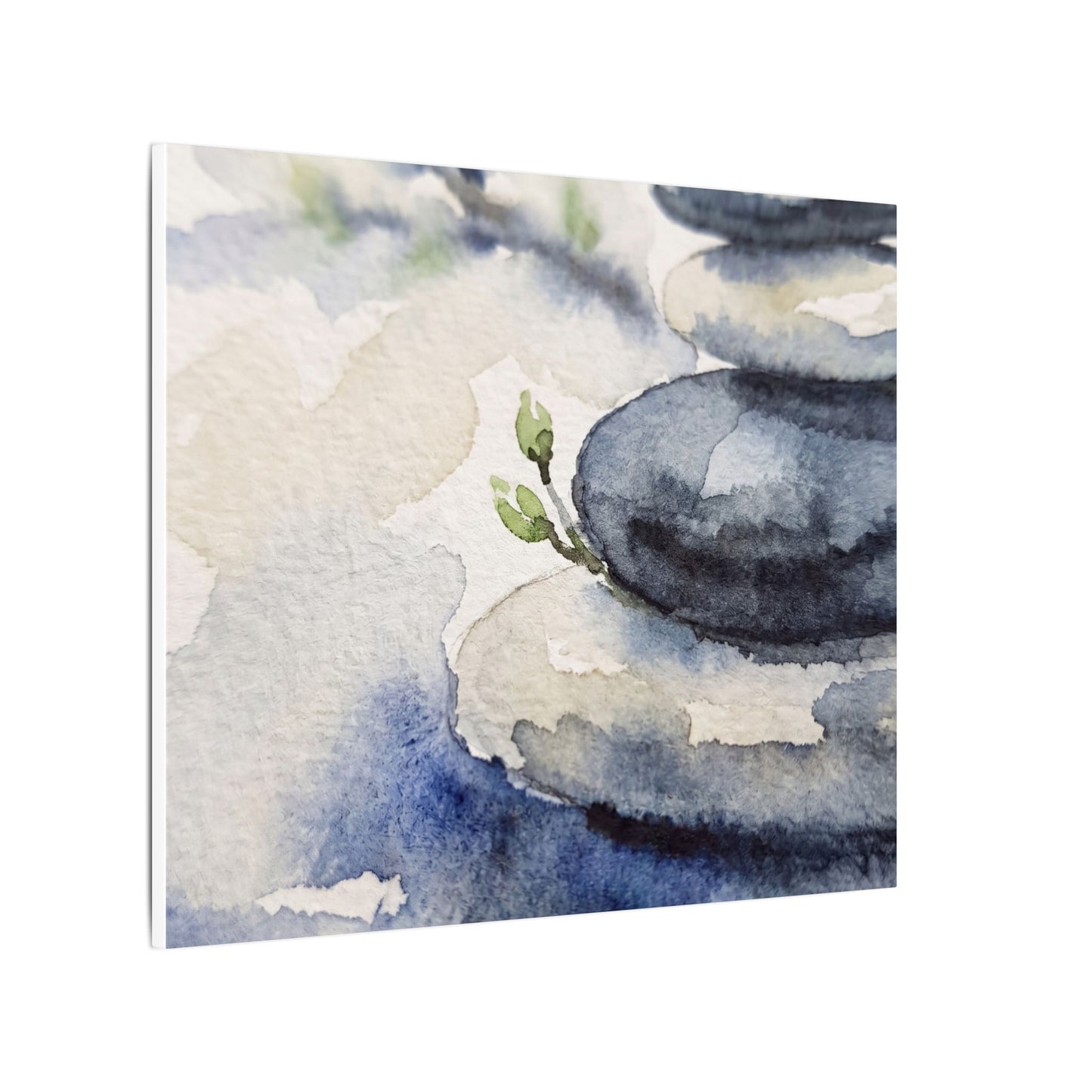 River Stones Watercolor Canvas Art | Cozy Japandi Art
