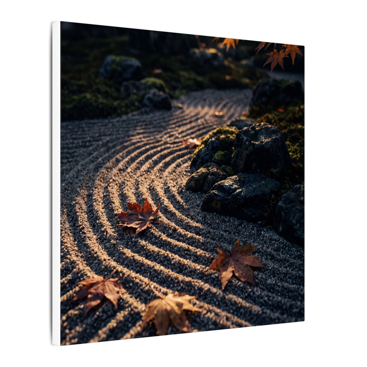 Rock Garden Moody Minimal Canvas Art | Bold Dark Japandi Art