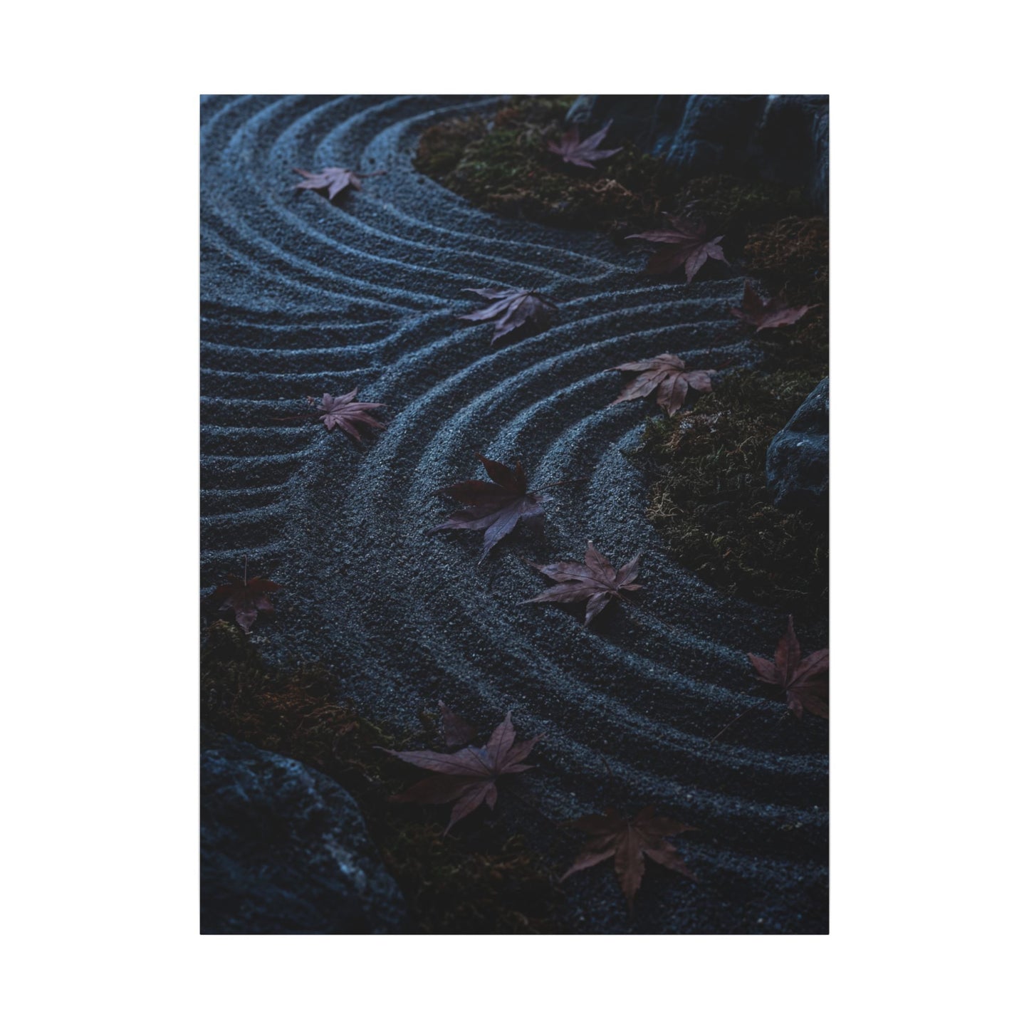 Rock Garden Canvas Art | Autumn Dark Japandi Dark Texture Art