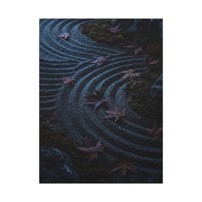 Rock Garden Canvas Art | Autumn Dark Japandi Dark Texture Art