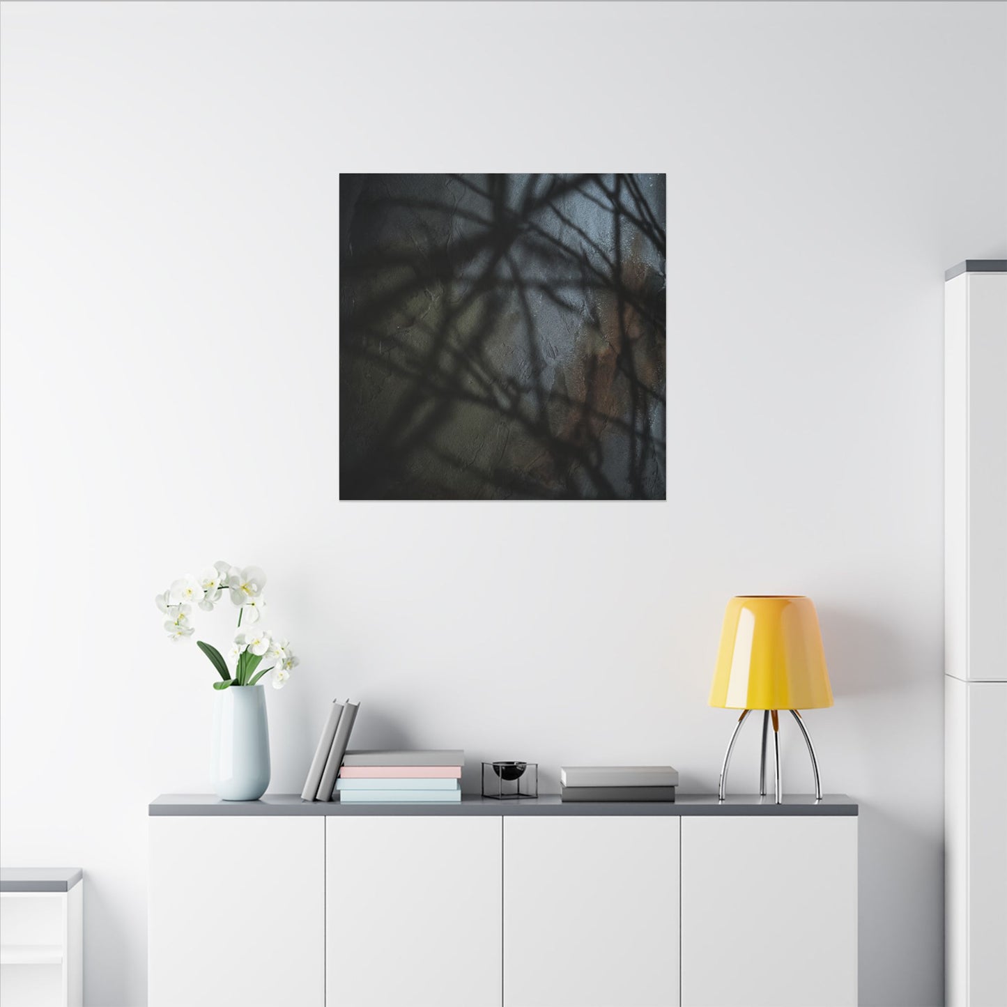 Shadow Play Dark Texture Canvas Art | Sophisticated Dark Japandi Art