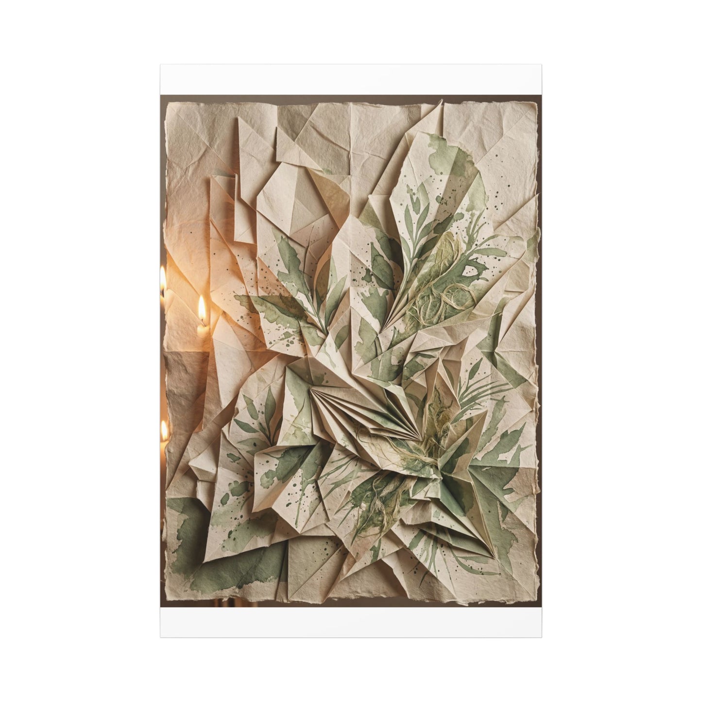 Japandi Paper Fold in Candlelight | Texture Canvas Art