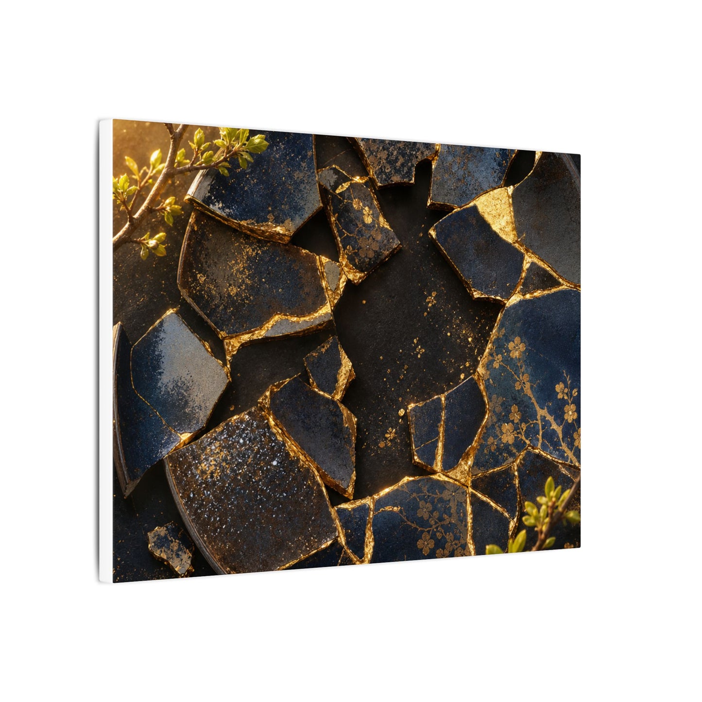 Golden Hour Broken Pottery Canvas Art - Kintsugi Ma