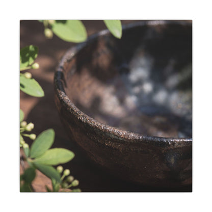 Ceramic Bowl Shadow Zen Canvas Art | Moody Dark Japandi Art