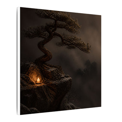 Pine Tree Shadow Zen Canvas Art | Luxurious Dark Japandi Art