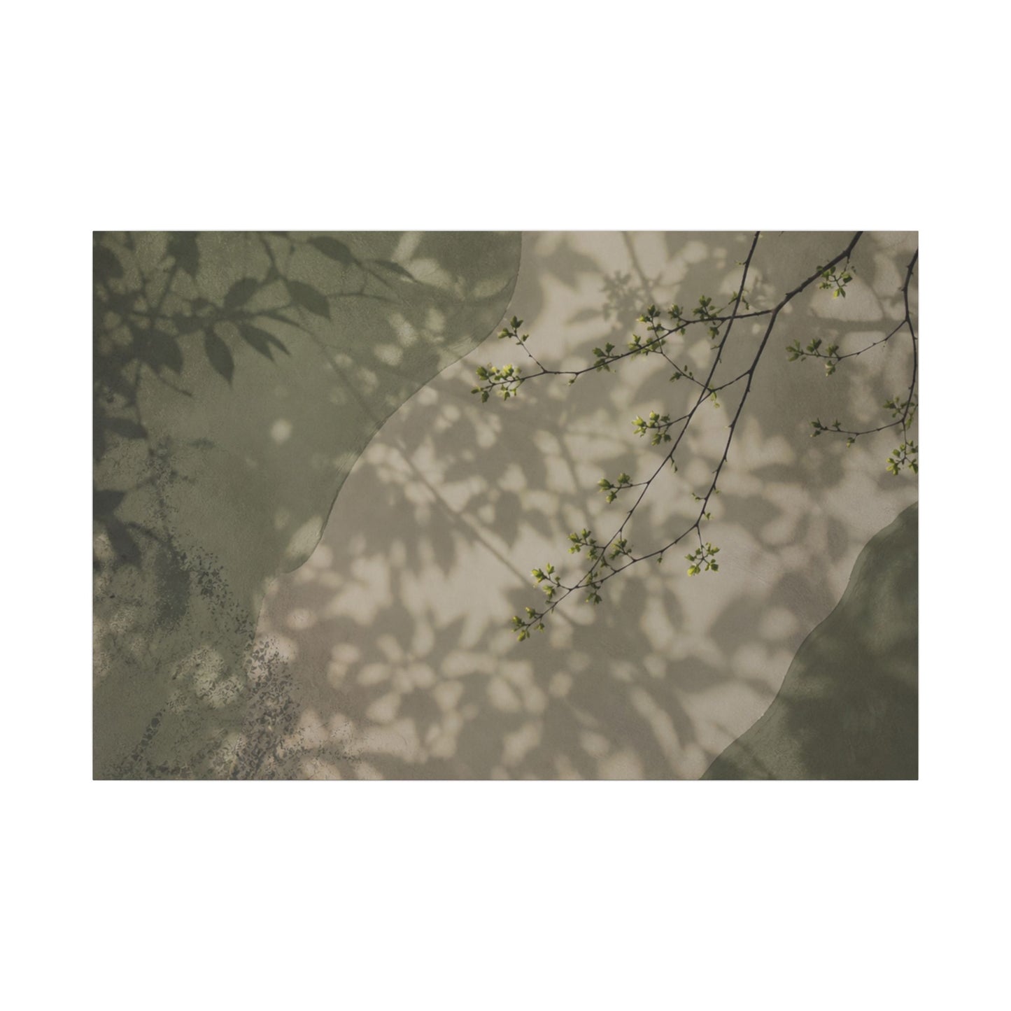 Neutral Shadow Play Canvas Art - Japanese Pattern Japandi