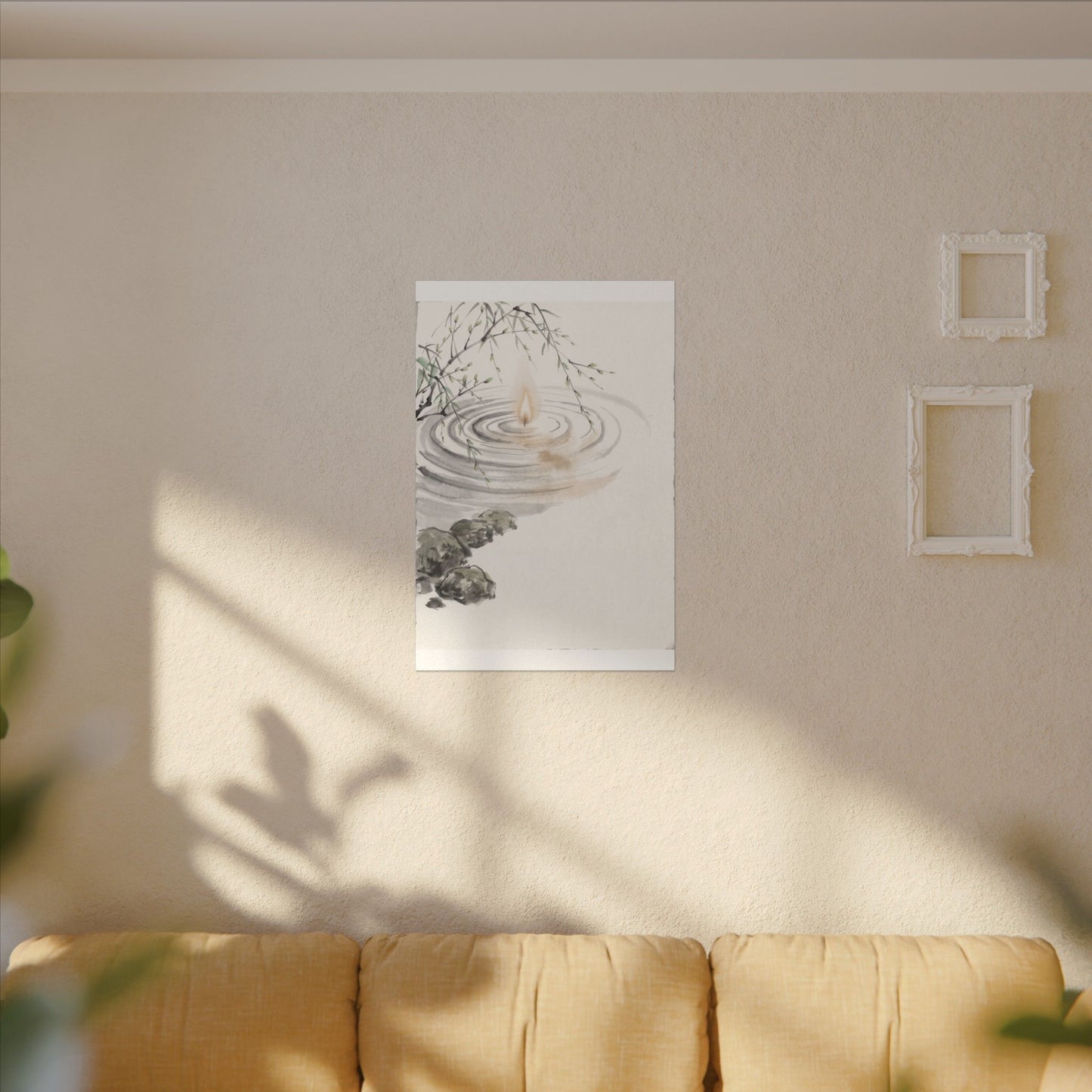Water Ripple Sumi E Canvas Art | Tranquil Zen Art
