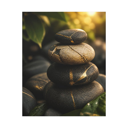 Summer River Stones Broken Beauty Canvas Art | Healing Decor