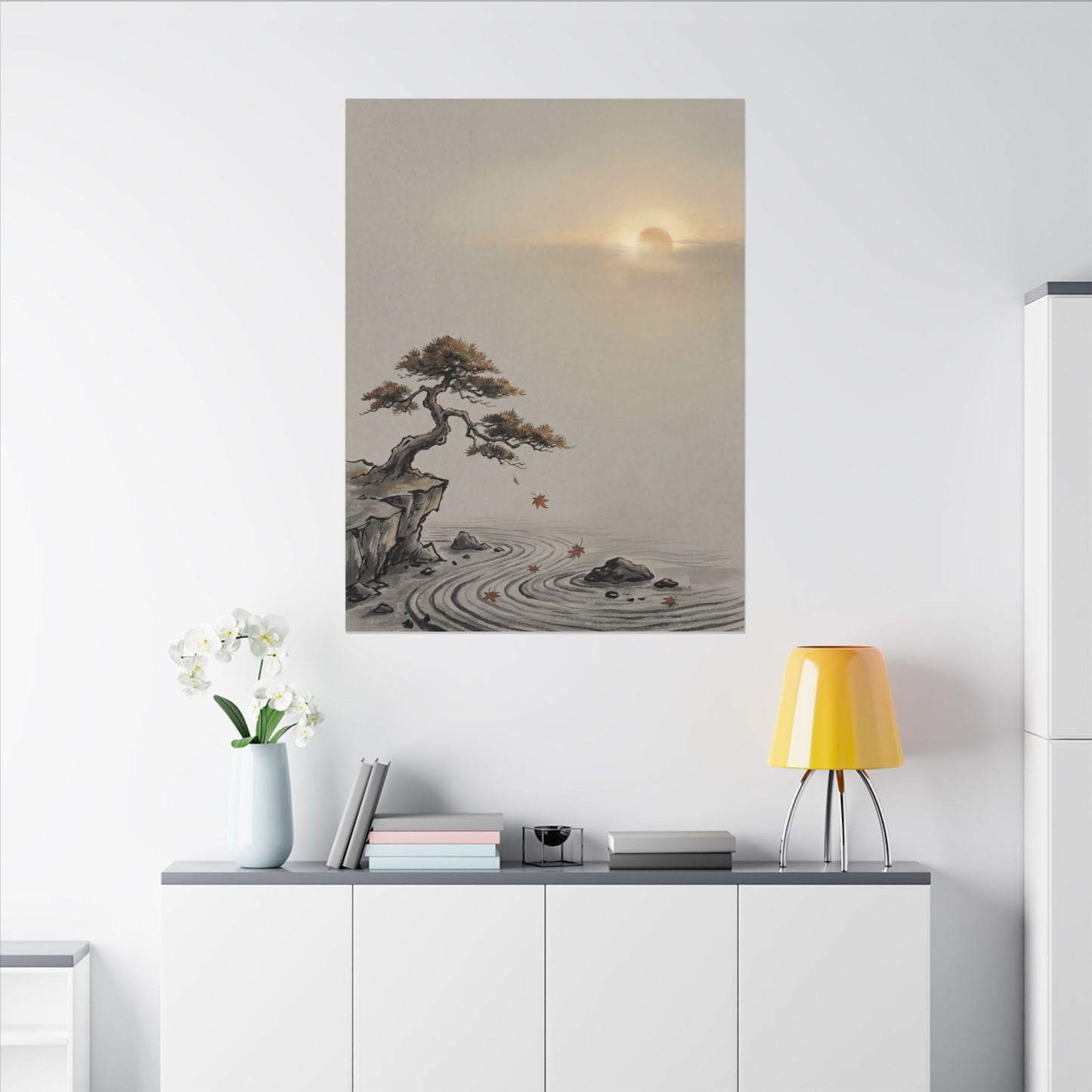 Pine Tree Canvas Art | Autumn Zen Karesansui Art