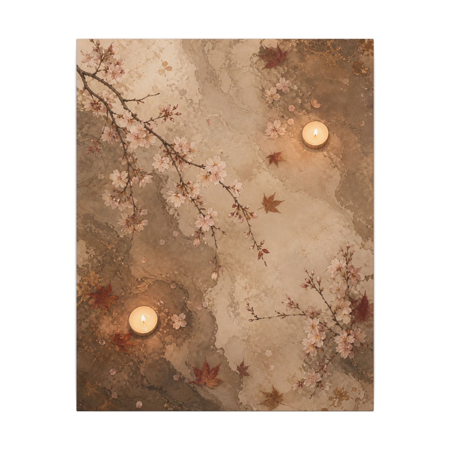 Cherry Blossom Canvas Art | Autumn Japandi Japanese Pattern Art