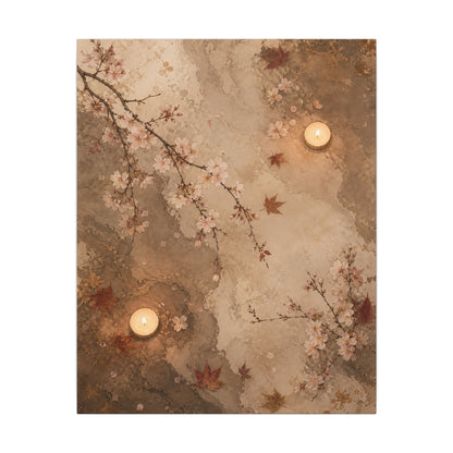 Cherry Blossom Canvas Art | Autumn Japandi Japanese Pattern Art