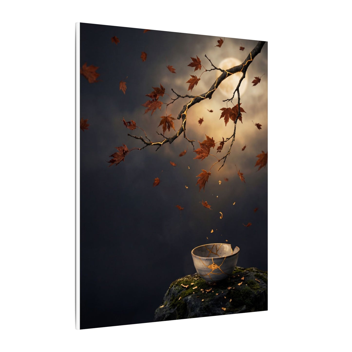 Moonlit Garden Gold Repair Canvas Art | Beautiful Kintsugi Art