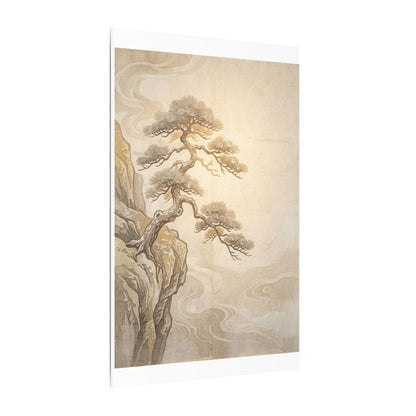 Winter Pine Tree Japanese Pattern Canvas Art | Elegant Decor