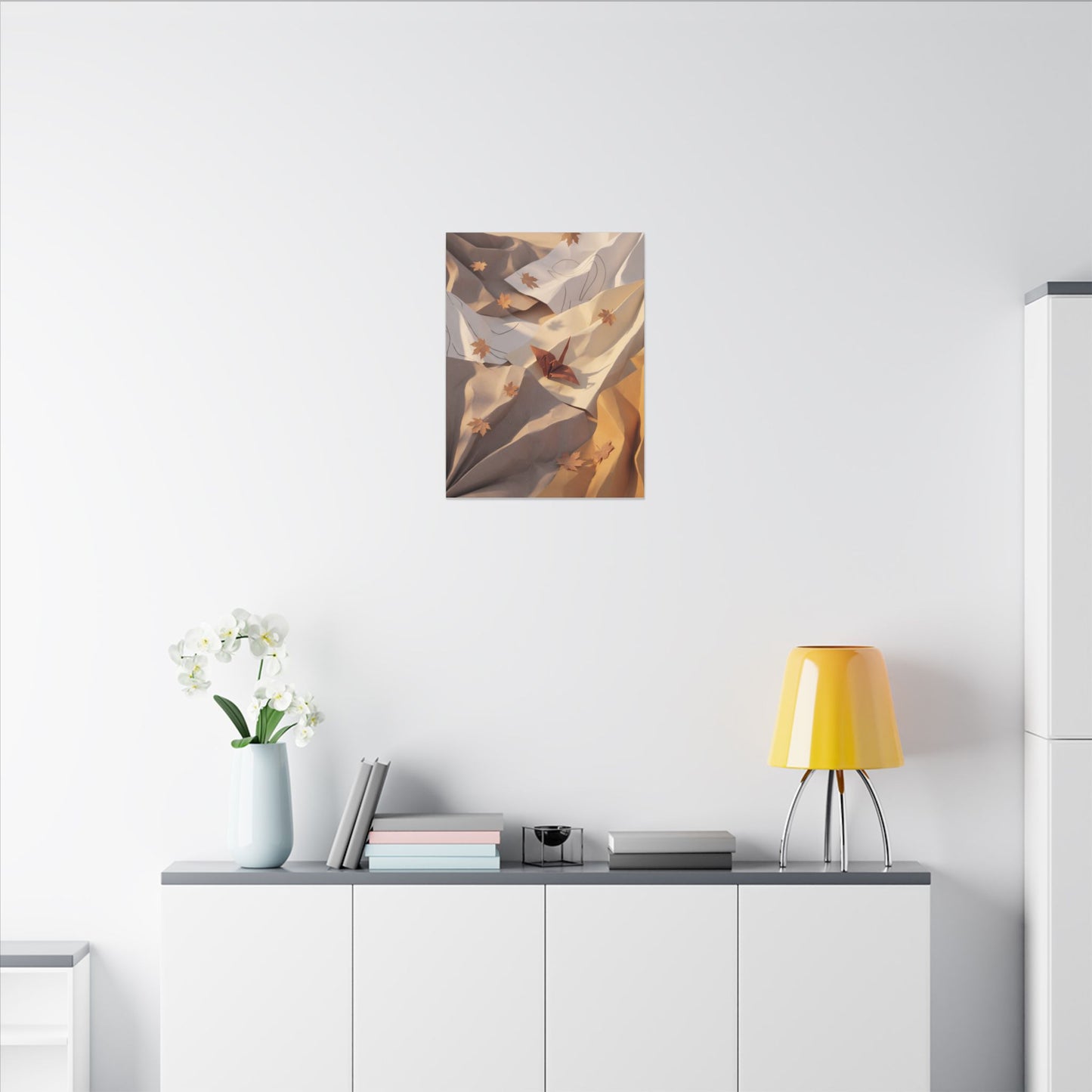 Autumn Paper Fold Minimal Line Canvas Art | Cozy Decor
