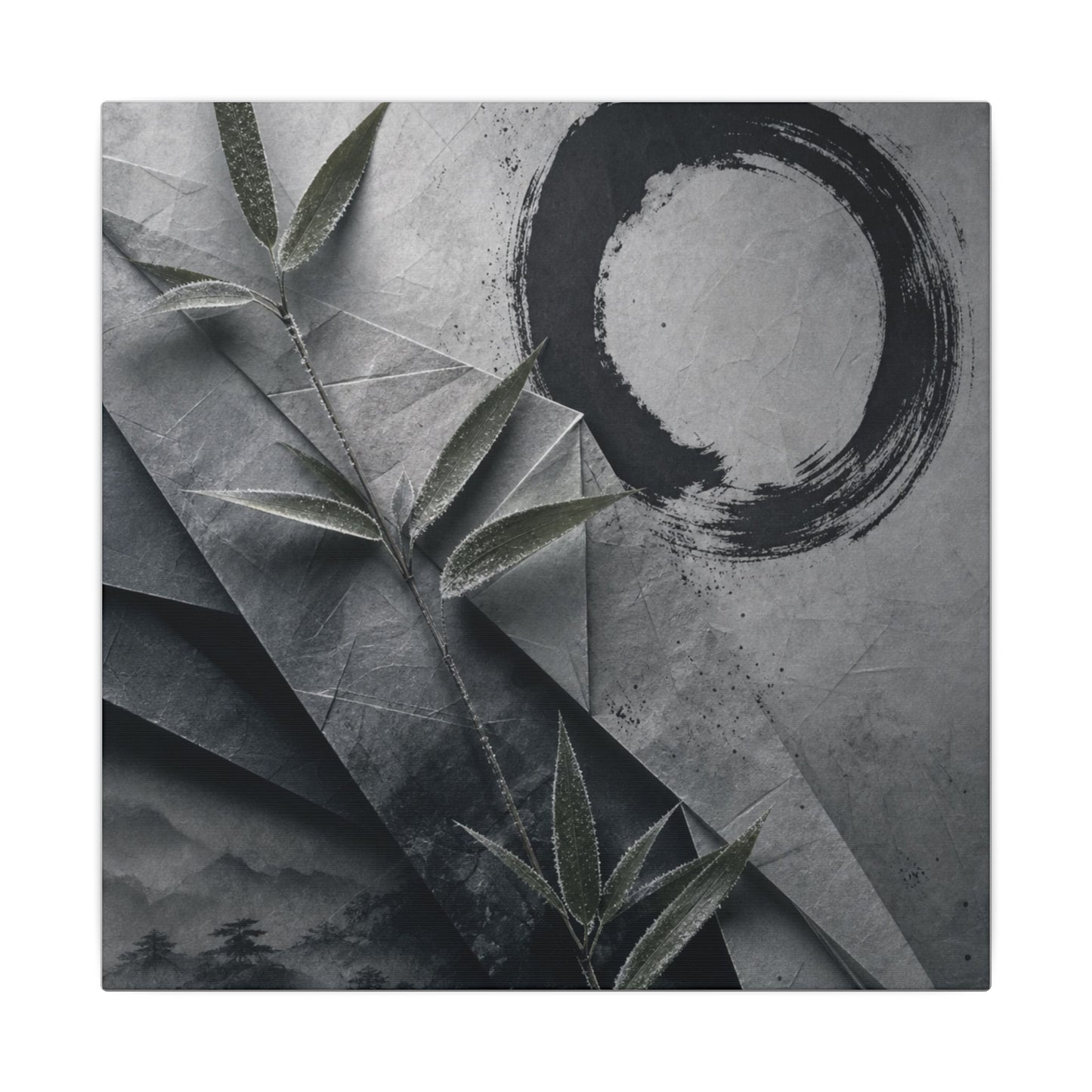 Winter Paper Fold Enso Canvas Art | Serene Decor