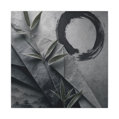 Winter Paper Fold Enso Canvas Art | Serene Decor