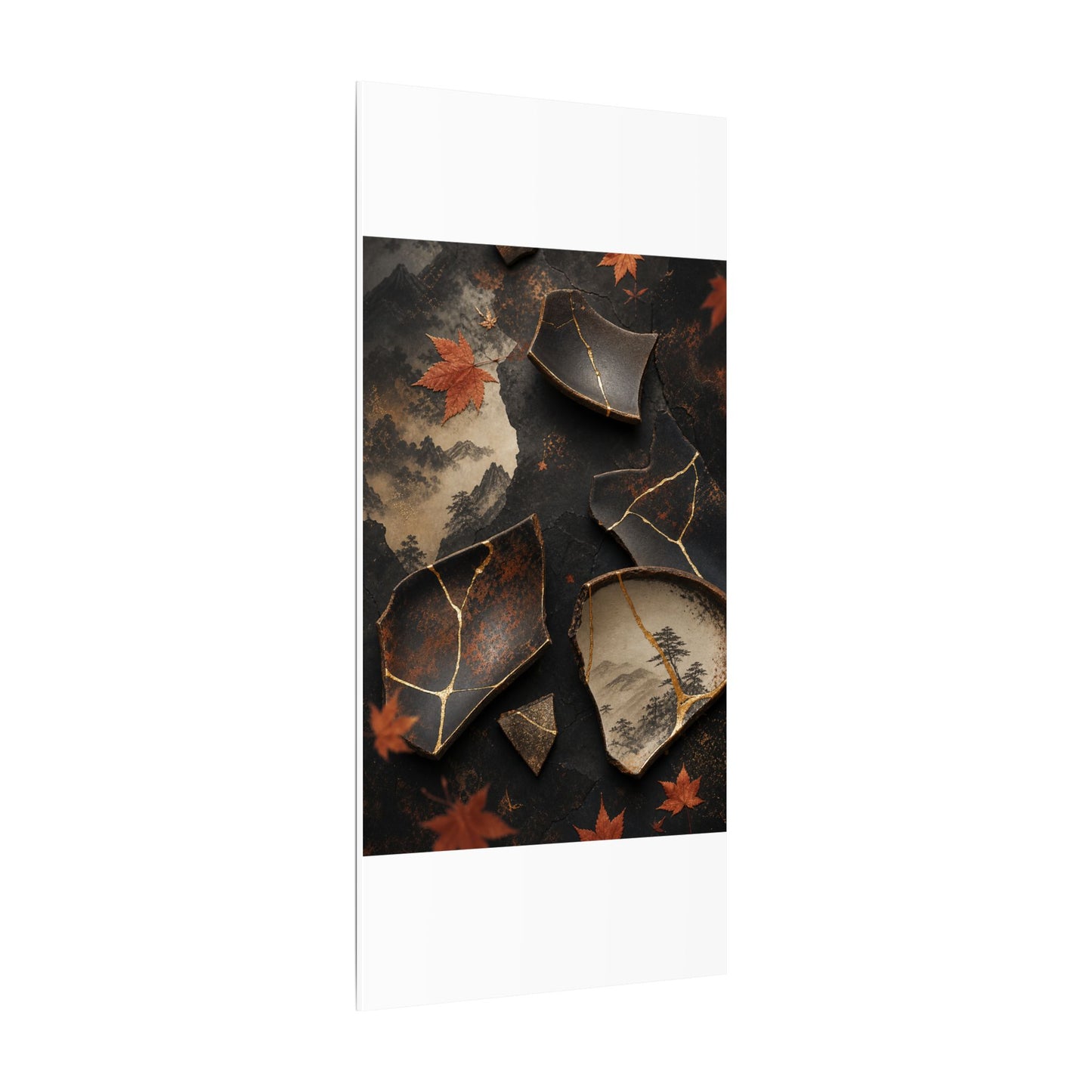 Broken Pottery Gold Vein Canvas Art | Philosophical Kintsugi Art