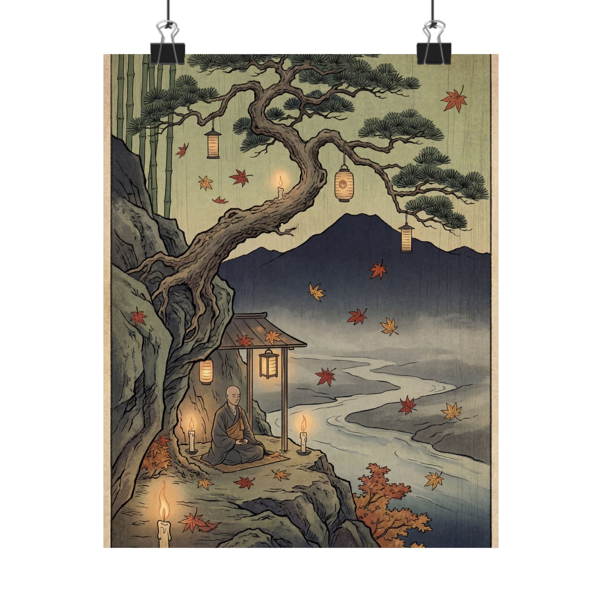 Pine Tree Autumn Wall Art Print | Zen Tranquil Design Art Print