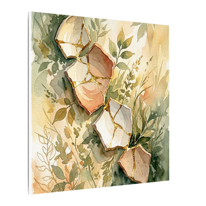 Japandi Broken Pottery in Golden Hour | Watercolor Canvas Art