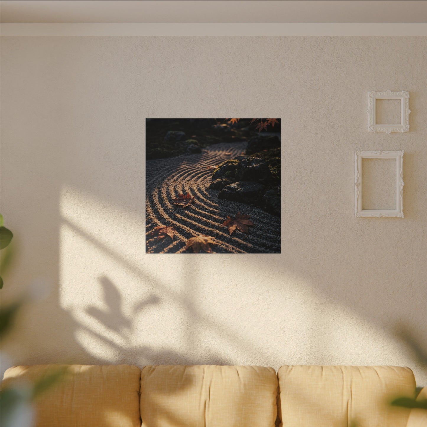 Rock Garden Moody Minimal Canvas Art | Bold Dark Japandi Art