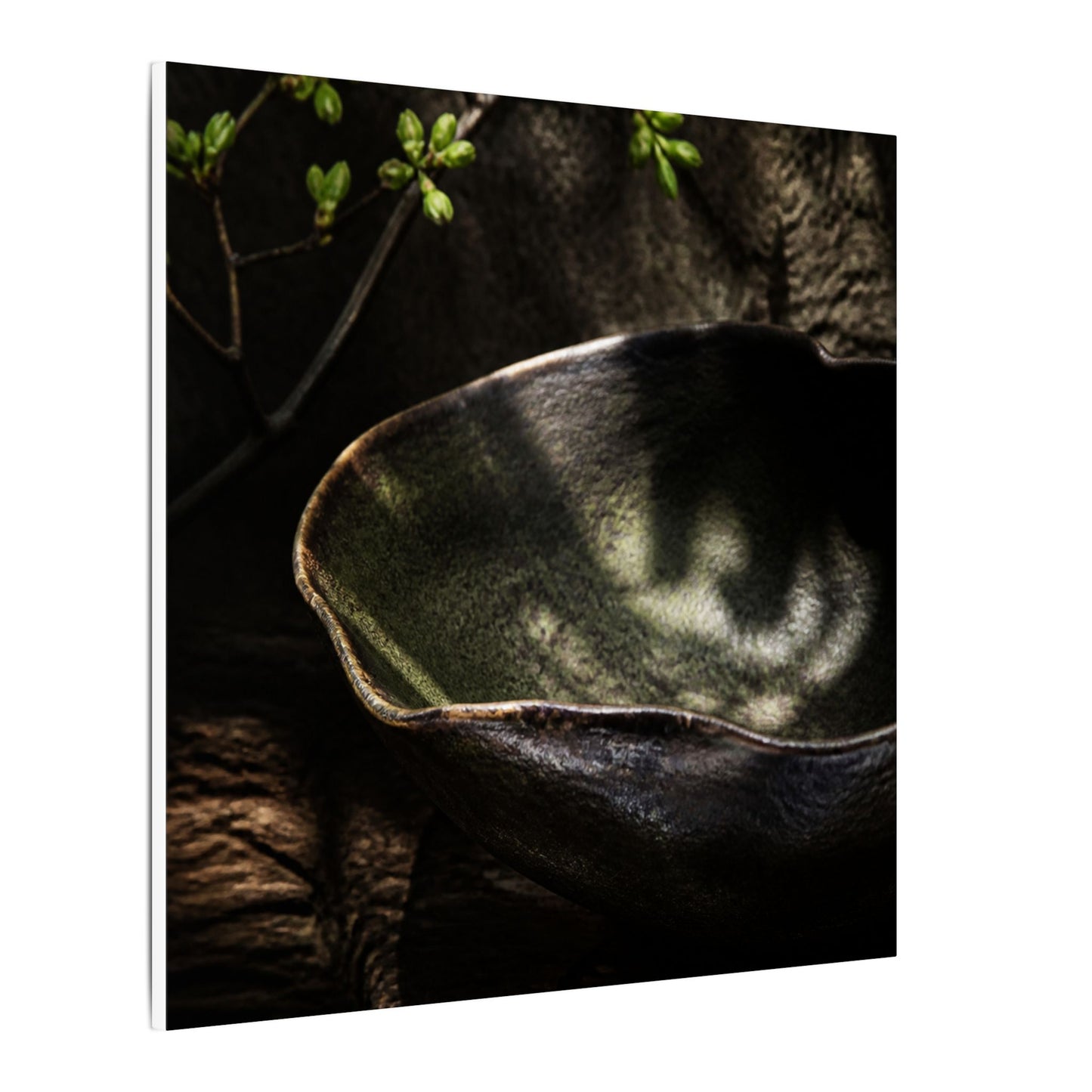Sophisticated Ceramic Bowl Canvas Art - Dark Texture Dark Japandi
