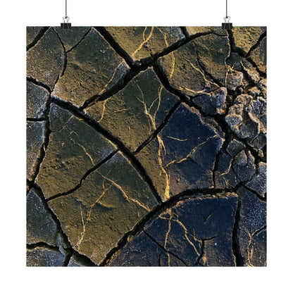 Kanso Cracked Earth Wall Art Print - Dark Japandi Moody Minimal