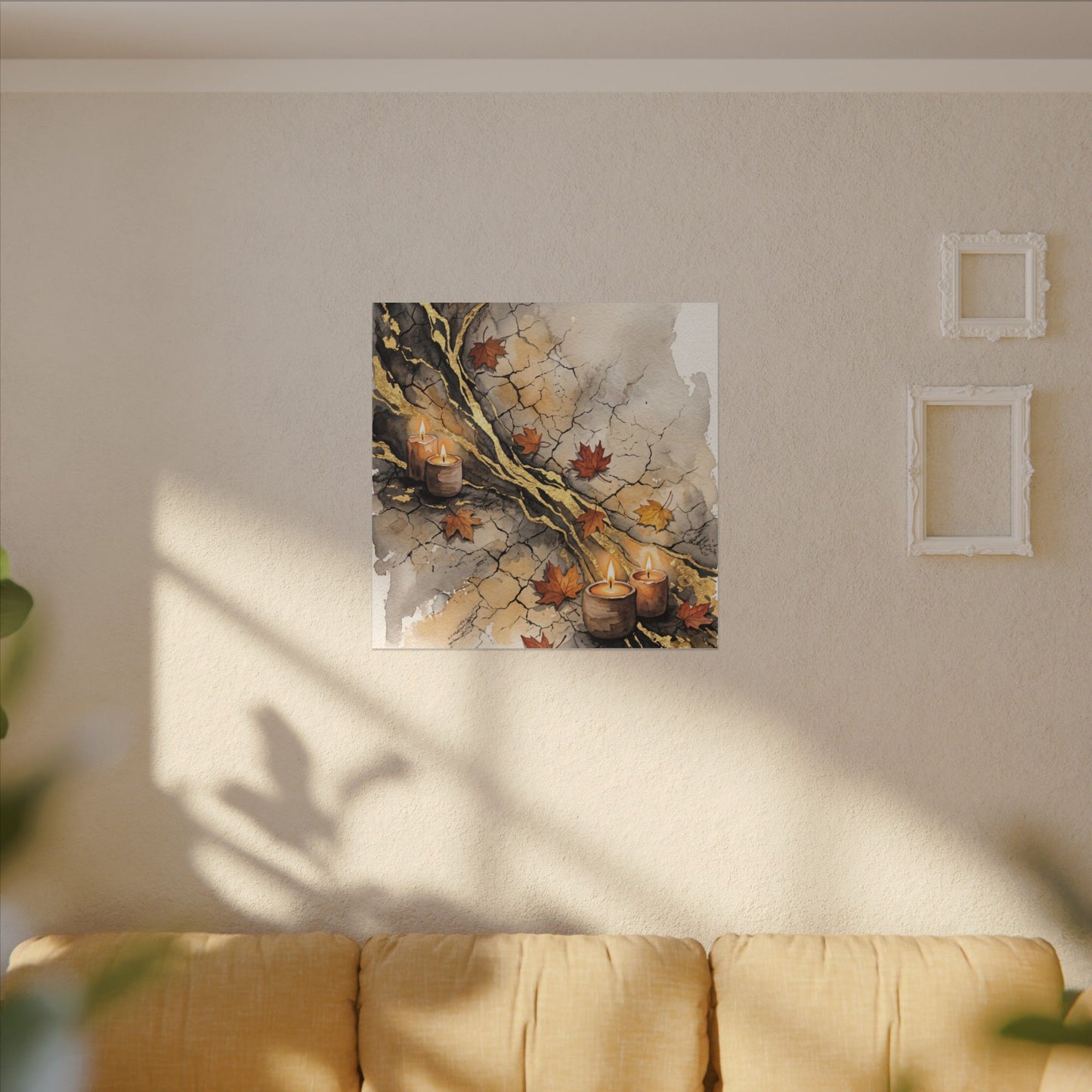 Cracked Earth Autumn Canvas Art | Japandi Warm Design