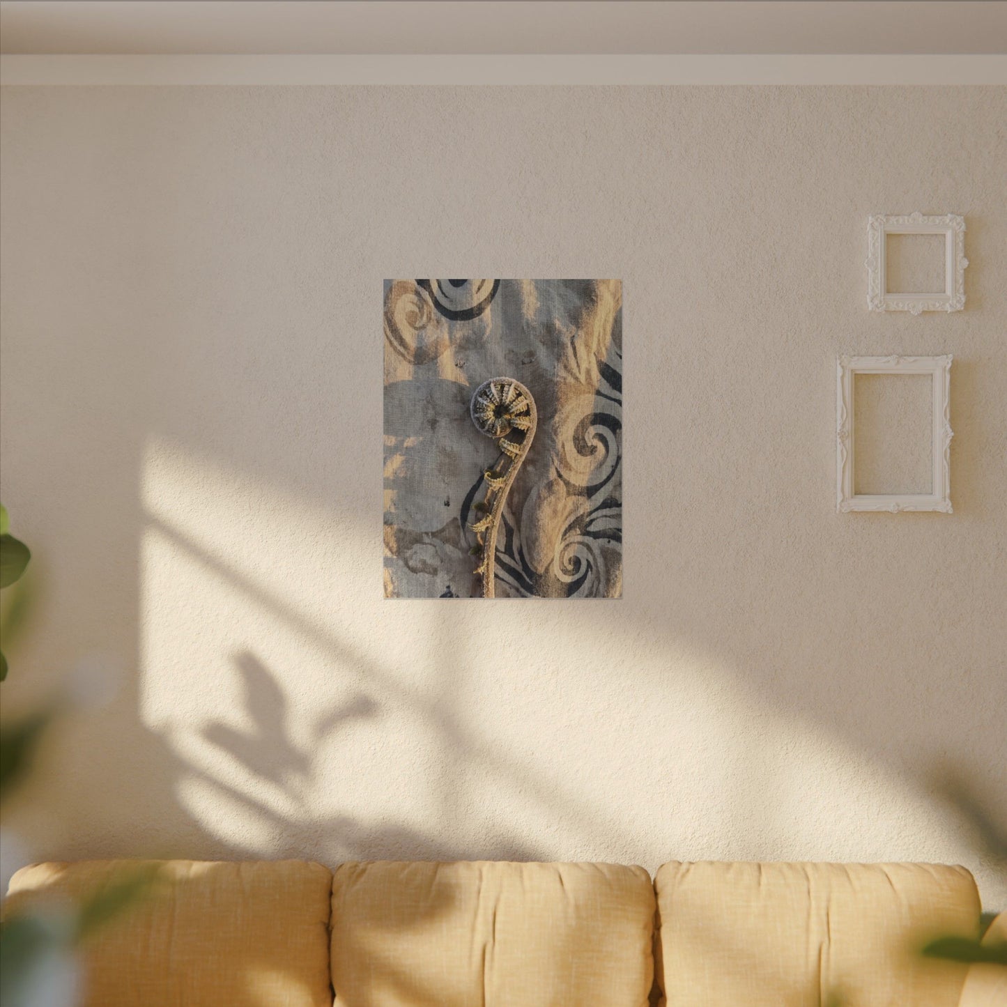 Fern Unfurling Canvas Art | Winter Japandi Japanese Pattern Art