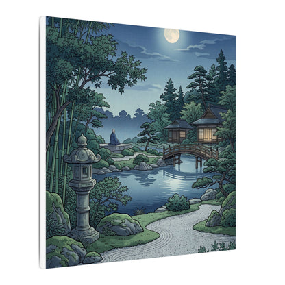 Summer Moonlit Garden Ukiyo E Inspired Canvas Art | Serene Decor