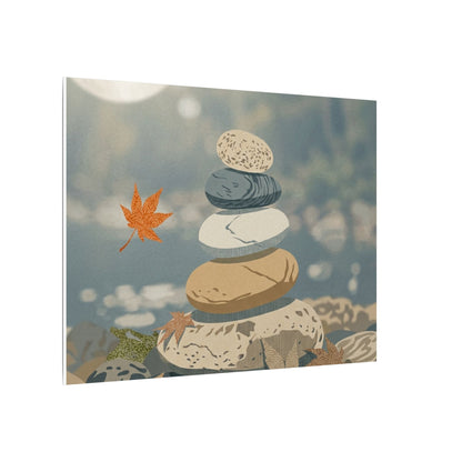 Warm River Stones Canvas Art - Japanese Pattern Japandi