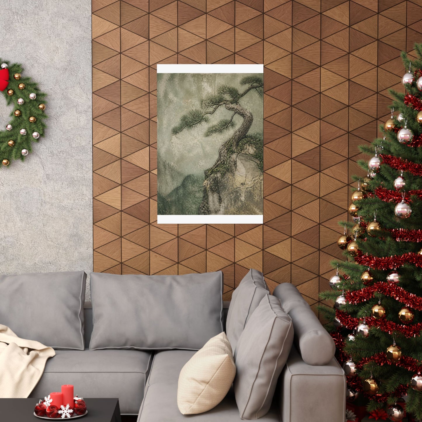 Japandi Pine Tree in Overcast | Texture Wall Art Print