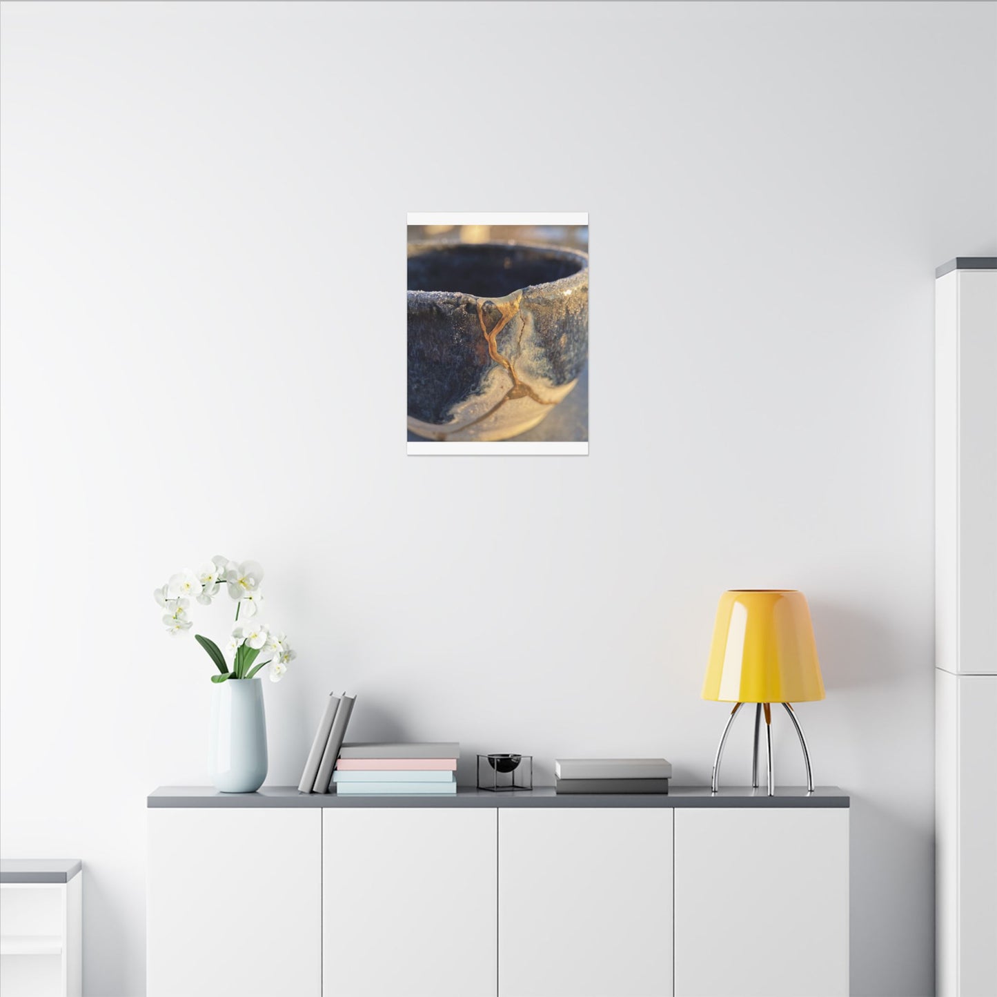 Winter Ceramic Bowl Gold Vein Canvas Art | Healing Decor
