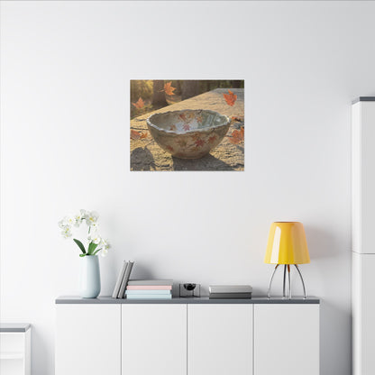 Japandi Ceramic Bowl in Golden Hour | Japanese Pattern Canvas Art