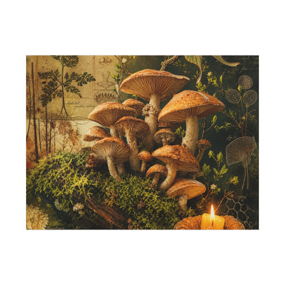 Spring Wild Mushrooms Herbarium Canvas Art | Earthy Decor