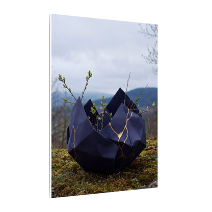Paper Fold Canvas Art | Spring Kintsugi Gold Repair Art