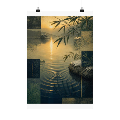 Winter Water Ripple Ukiyo E Inspired Wall Art Print | Tranquil Decor