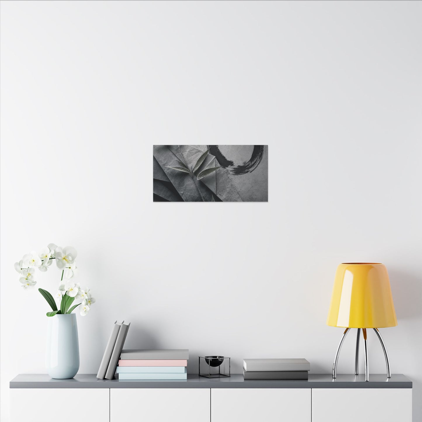 Winter Paper Fold Enso Canvas Art | Serene Decor