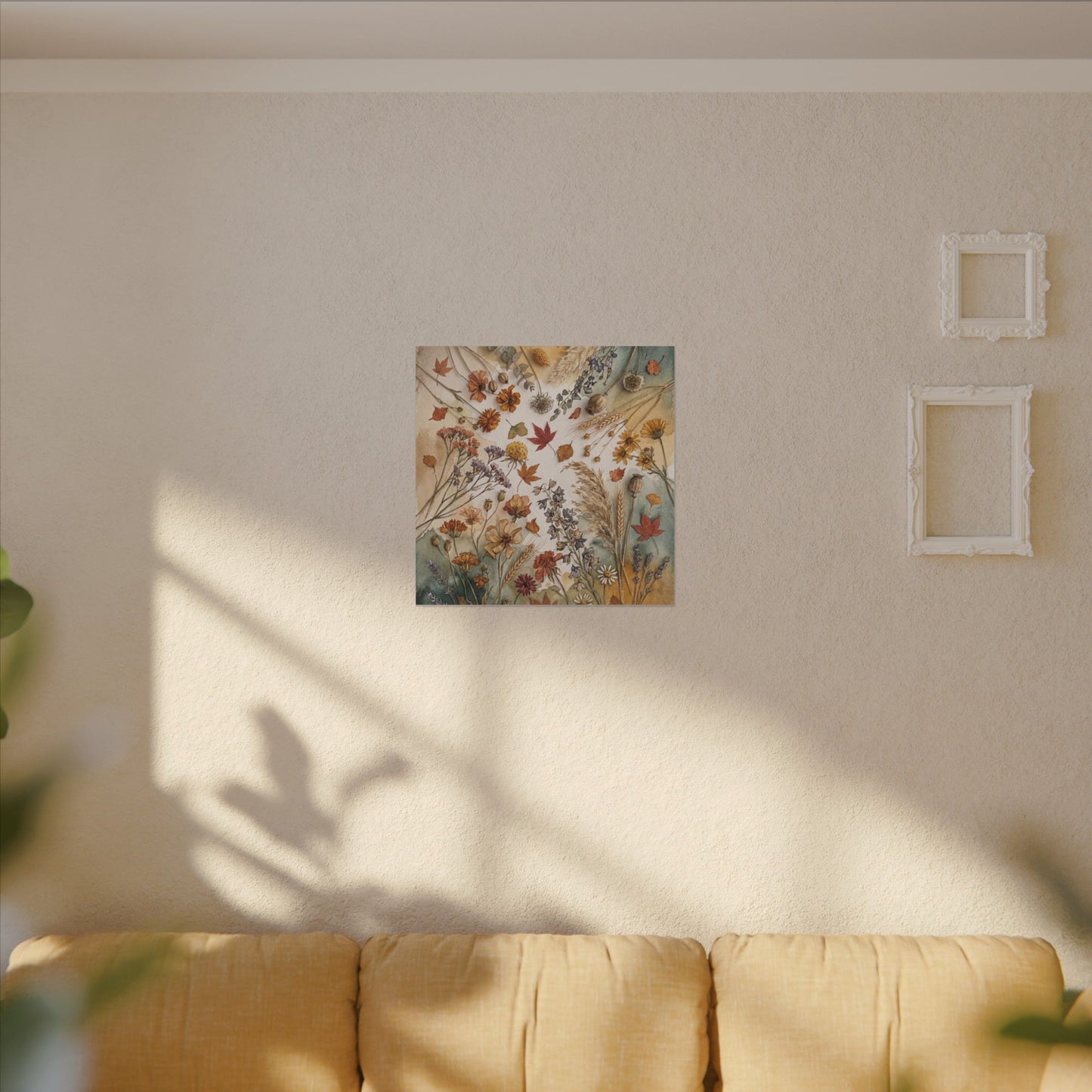 Dried Flowers Canvas Art | Autumn Japandi Watercolor Art