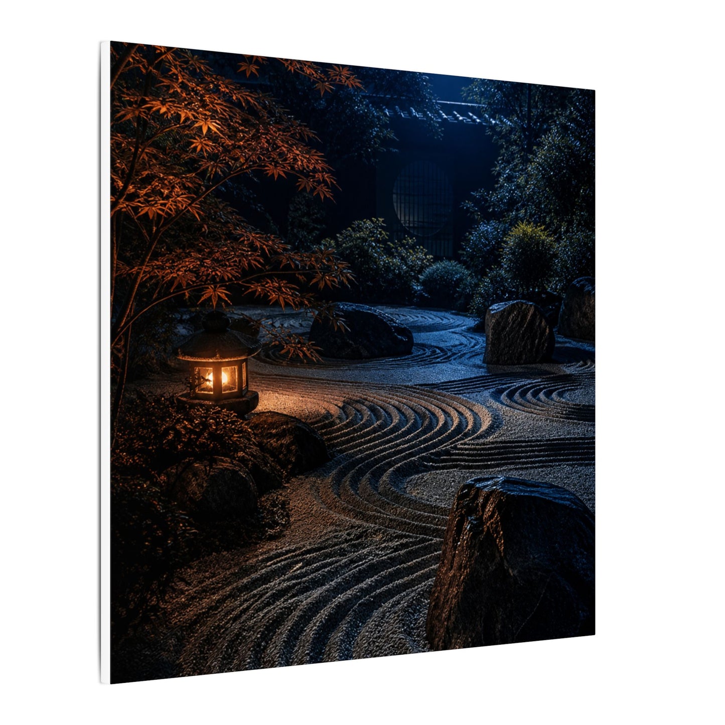 Summer Rock Garden Shadow Zen Canvas Art | Moody Decor